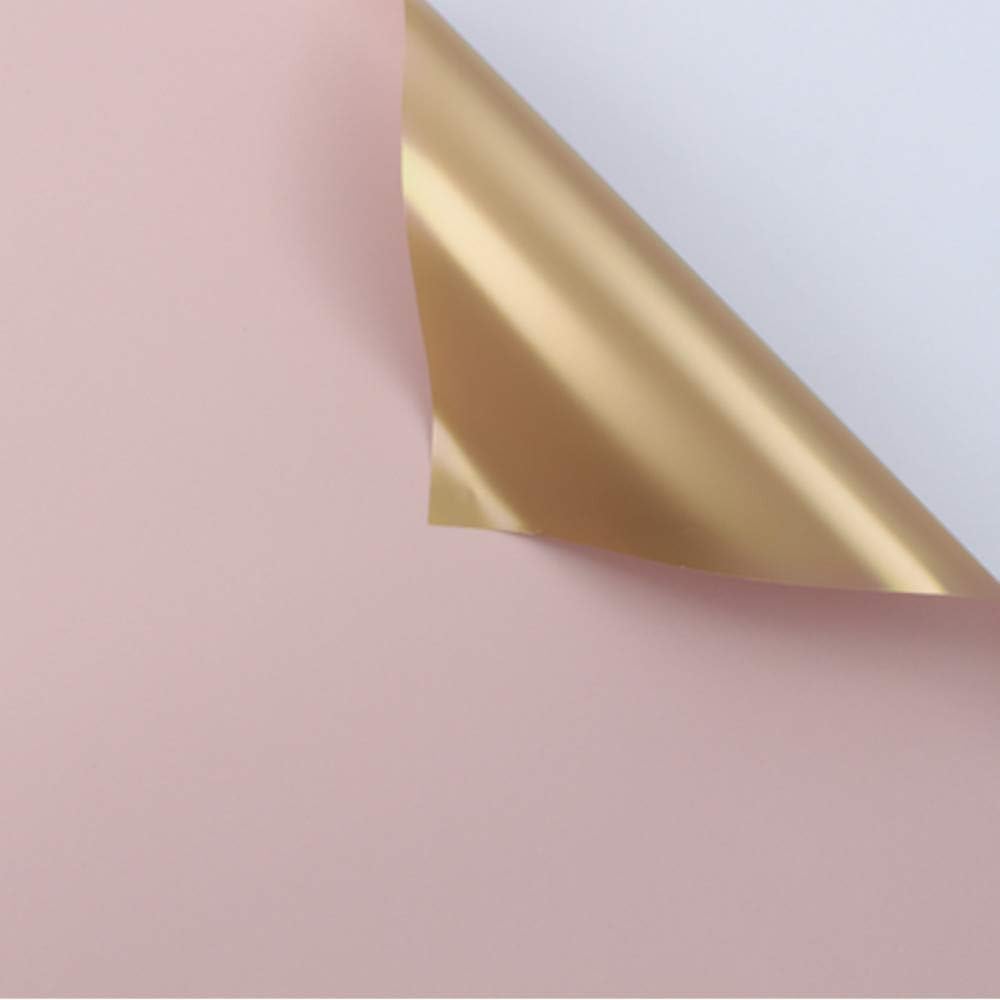 Pink/Gold Flower Wrapping Paper, Waterproof, 24″x 24″, 20 sheets per pack, 2-Sided Design