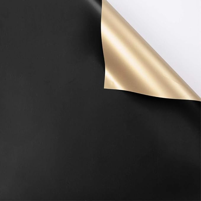 Black/Gold Flower Wrapping Paper, Waterproof, 24″x 24″, 20 sheets per pack, 2-Sided Design