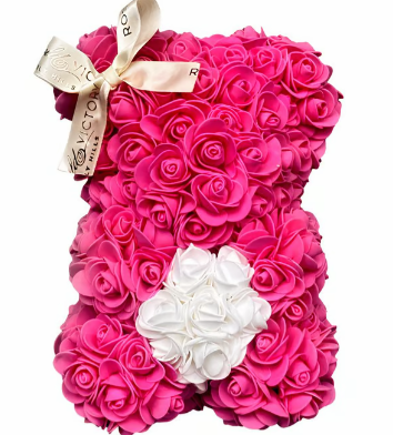 Fuchsia and White - Mini Rose Bear