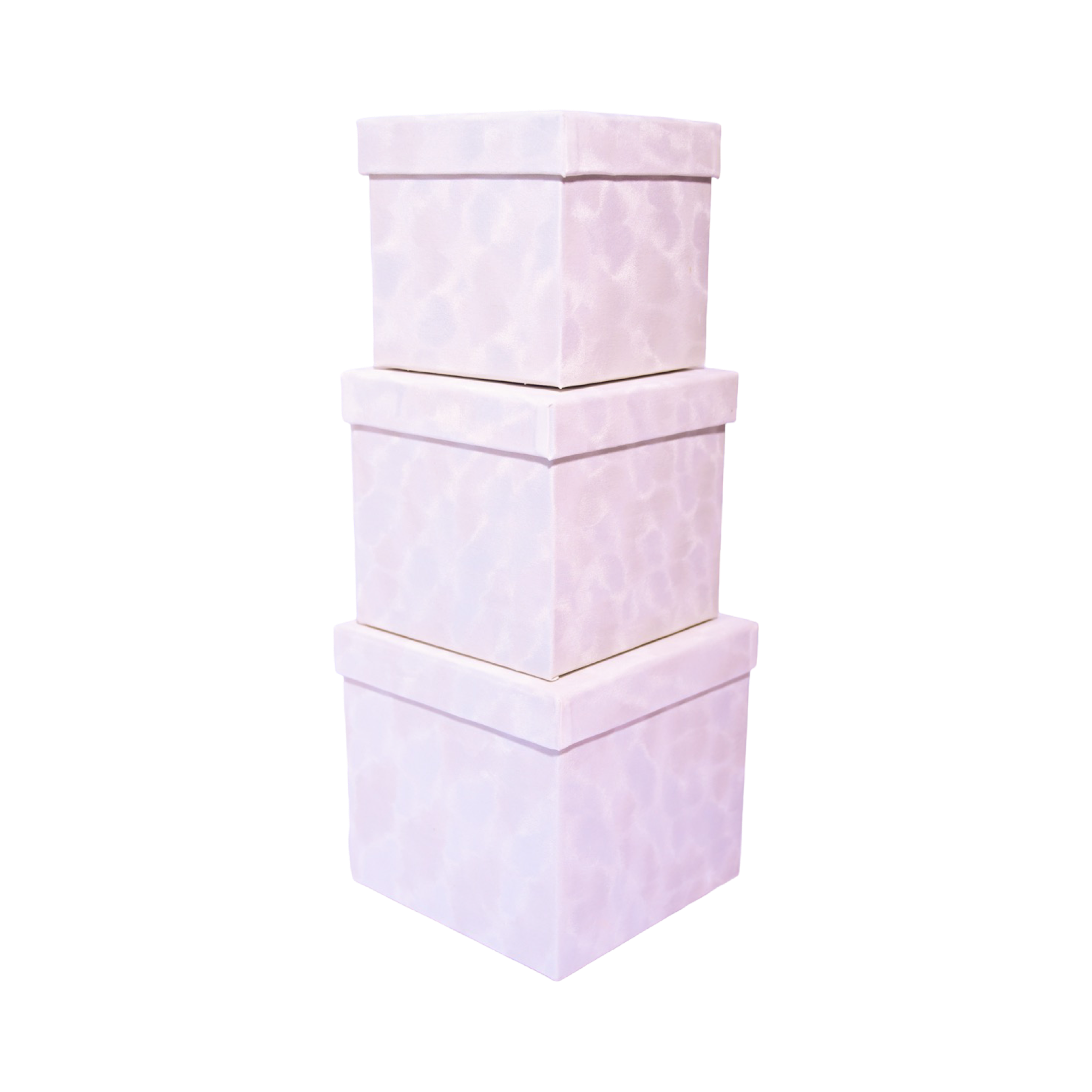 White Square Velvet Box - Set of 3, Flower/Gift Boxes with Lids