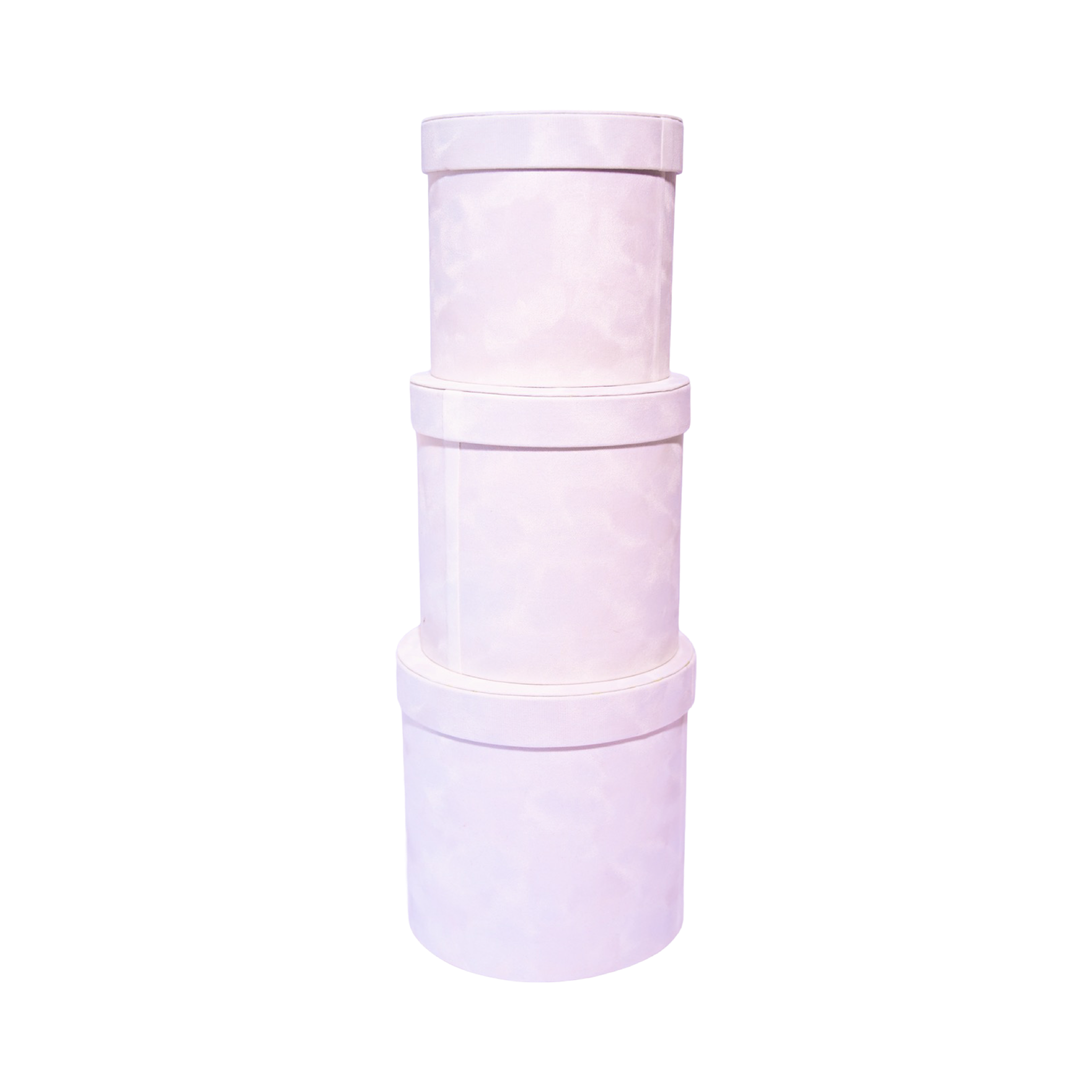 WhiteRound Velvet Box - Set of 3, Flower/Gift Boxes with Lids