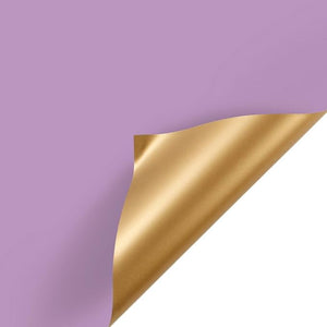Lavander/Gold Flower Wrapping Paper, Waterproof, 24″x 24″, 20 sheets per pack, 2-Sided Design