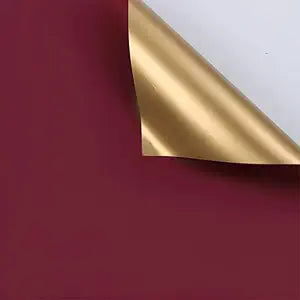 Burgundy/Gold Flower Wrapping Paper, Waterproof, 24″x 24″, 20 sheets per pack, 2-Sided Design
