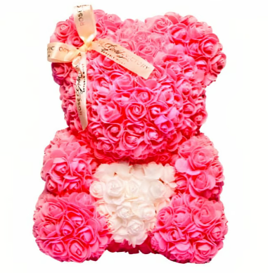 Pink with White Heart - Rose Bear