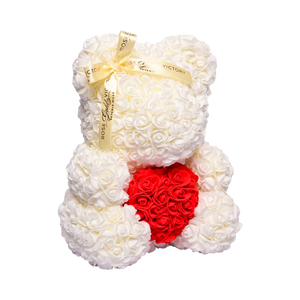 White with read heart- Rose Bear