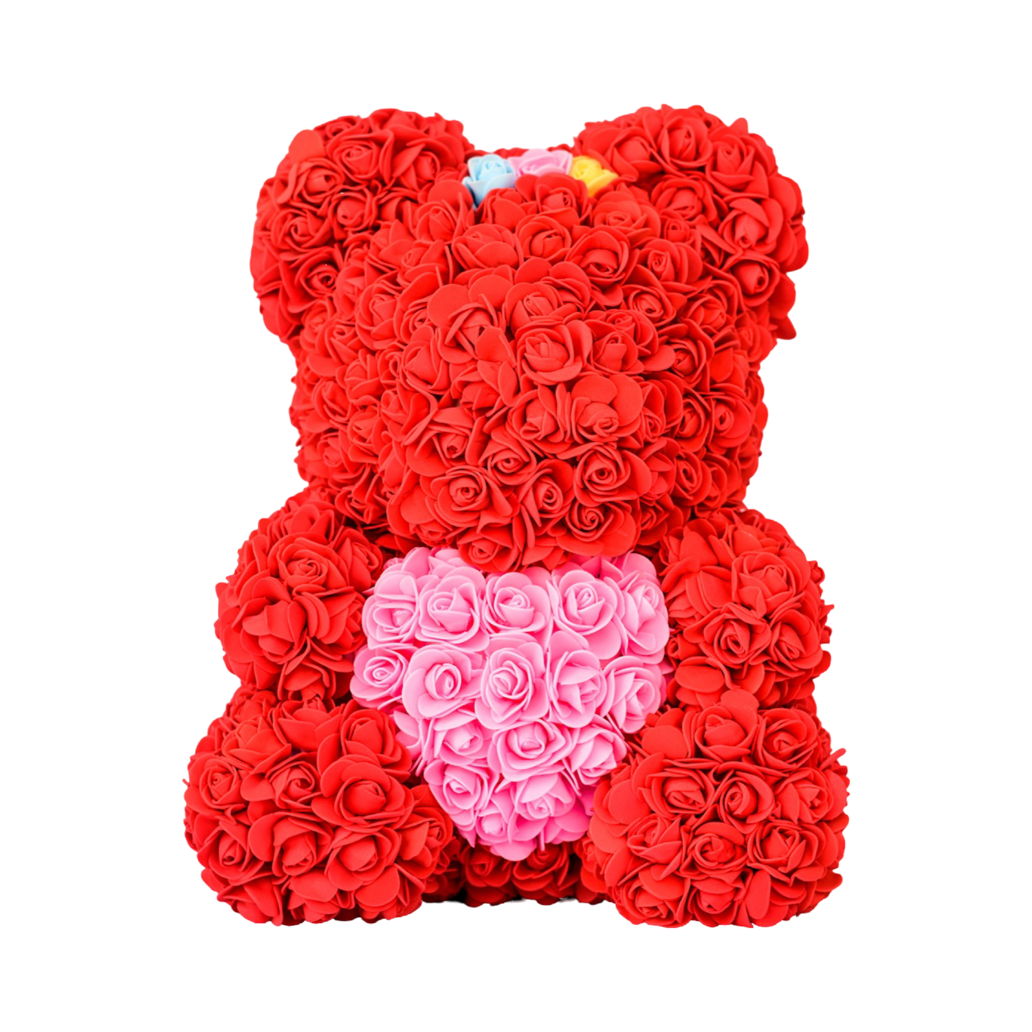 Red with pink heart - Rose Bear