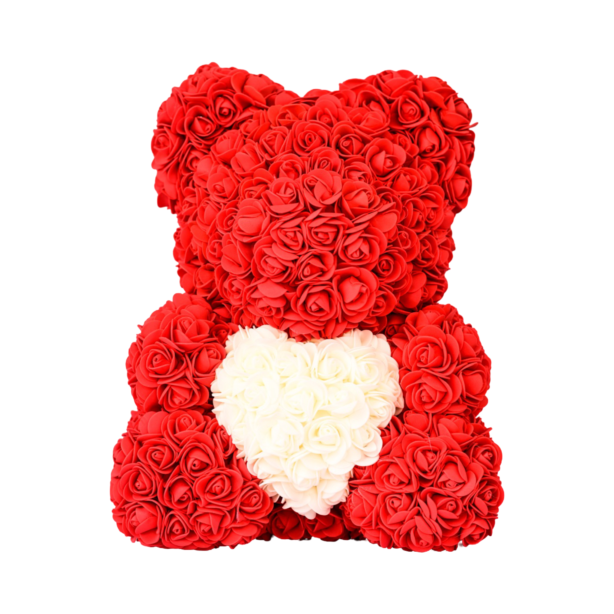 Red with white heart - Rose Bear