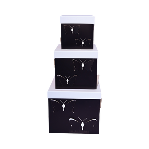 Black Square - 3D Butterflies - Flower/Gift Boxes Set of 3